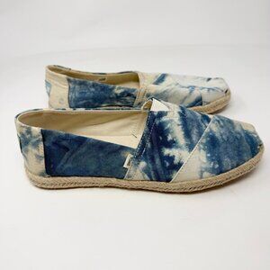 Toms Womens Classic Blue Tie Dye Alpargata Canvas Slip On Flats Size 7.5